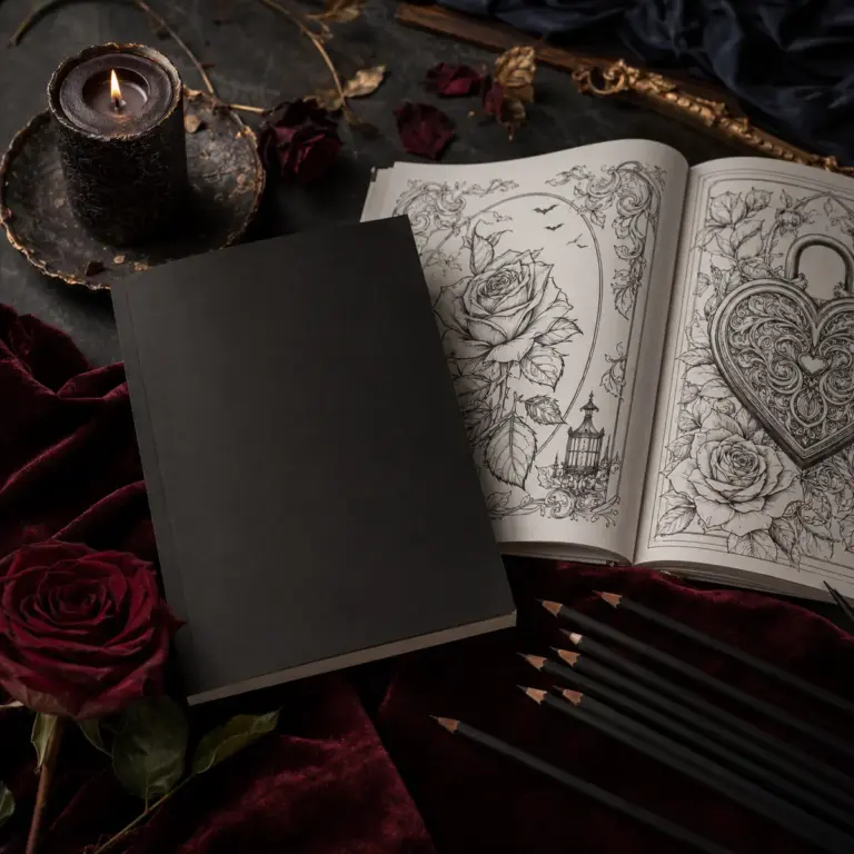 Illustrative Produktdarstellung: Ausmalbuch Dark Romance